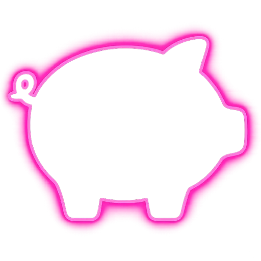Soft white piggy bank outline icon with warm glow, simple savings symbol, minimal financial concept design